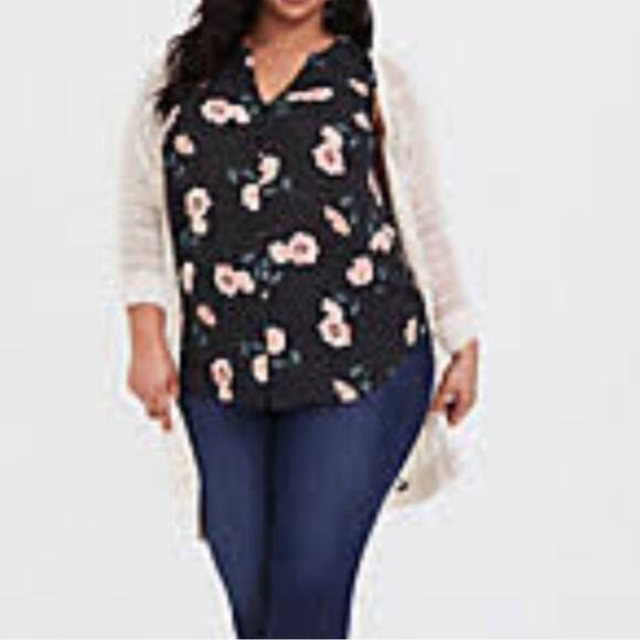 TORRID Polka Dot Floral Harper Sleeveless Blouse Sz 1 - Picture 5 of 5